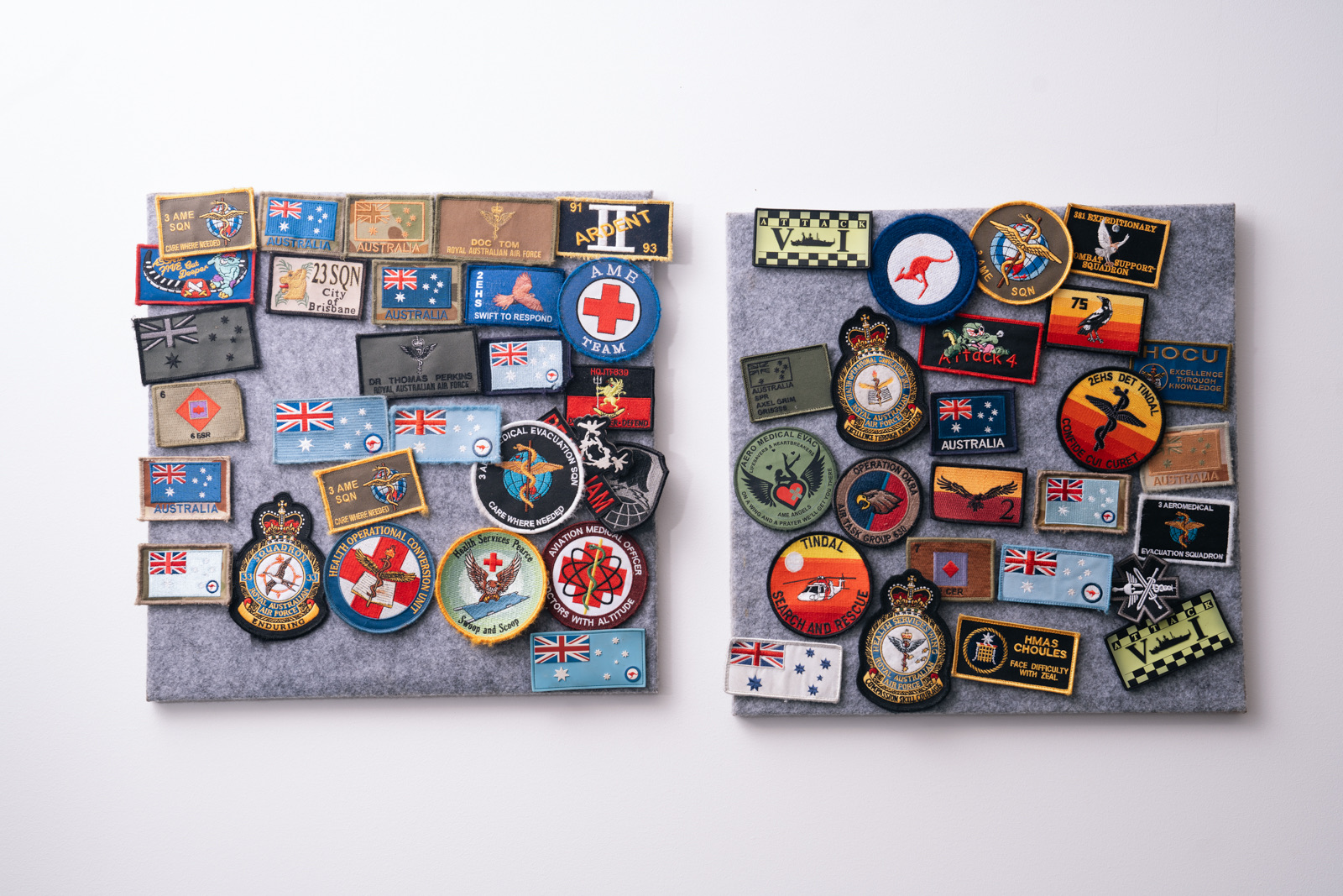 Dr Perkins’ RAAF unit and deployment patches